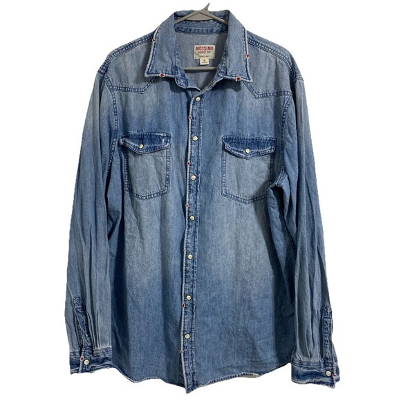 Mossimo Supply Co. Other - Mossimo Supply Co Denim Shirt Men's XL Blue Red White Snap Button 100% Cotton